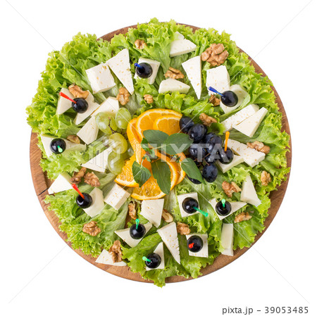 Georgian cheese platter with grapes. Georgian cheese platter with grapes. 39053485