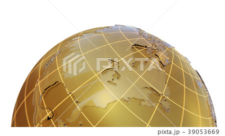 Golden globe with glass continents 39053669