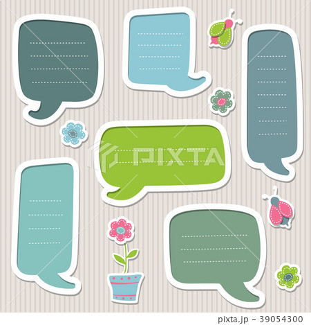 Collection of blue and green vector text frames 39054300