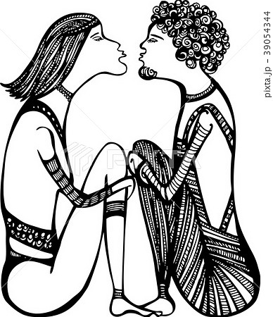 Sketch of a love couple, ready to kiss 39054344