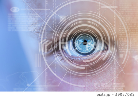 Modern cyber boy with digital eye 39057035