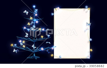 Mockup poster with Christmas tree and butterflies. 39058682