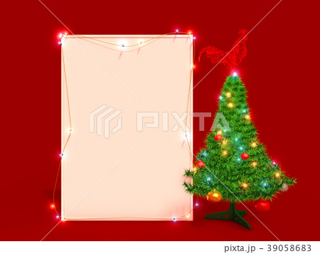 Mockup poster with Christmas tree and rooster 39058683