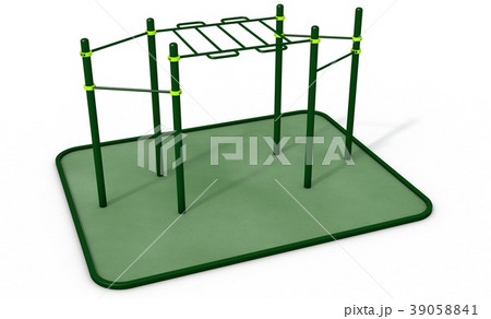 Parallel horizontal bars for workout. 3Drendering. 39058841