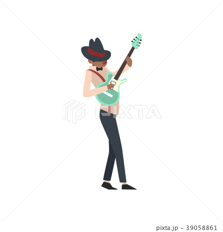 African American jazz musician playing guitar 39058861
