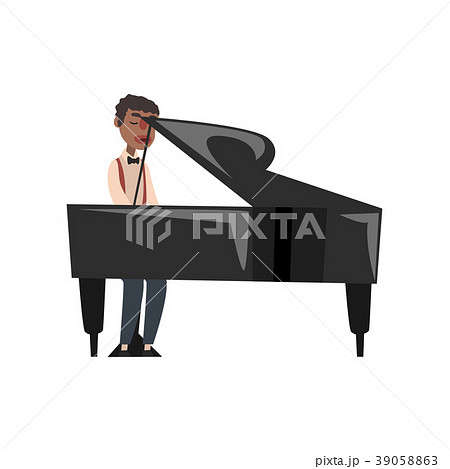 African American jazz musician playing grand piano 39058863