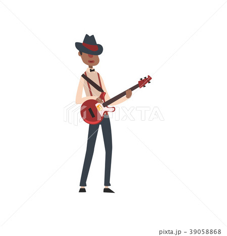 African American jazz musician in black hat 39058868