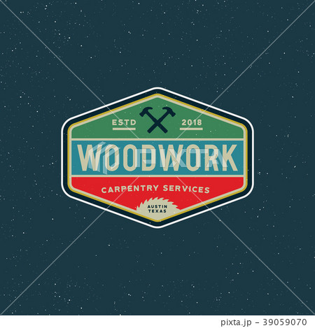 vintage carpentry logo. retro styled wood works 39059070