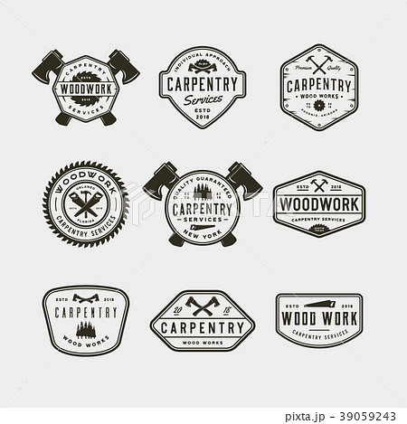 set of vintage carpentry logos. vector 39059243
