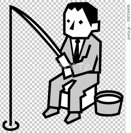 釣りをするビジネスマンのイラスト素材