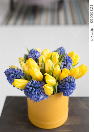 Sunny spring morning. Bunch of blue hyacinths and 39059821