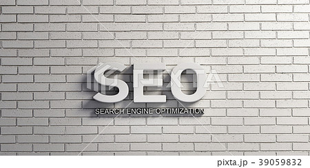 SEO Word in White Brick Wall. 3D Rendering 39059832
