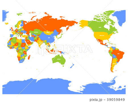 Pacific centered political map of World. Vector 39059849