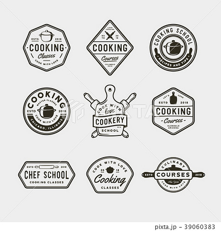 set of vintage cooking classes logos. retro styled 39060383
