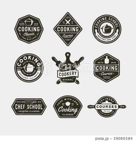 set of vintage cooking classes logos. retro styled set of vintage cooking classes logos. retro styled 39060384