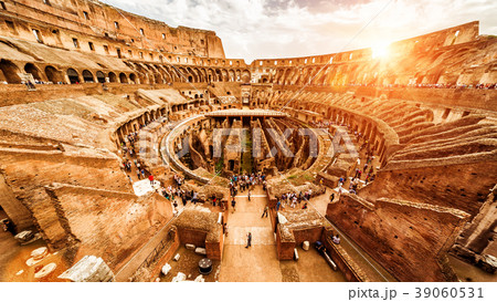 Inside the Colosseum or Coliseum in summer, Rome 39060531