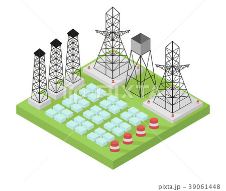 Electric power station with power poles Electric power station with power poles 39061448