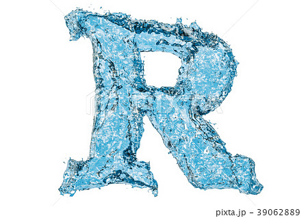 Water letter R, 3D rendering 39062889