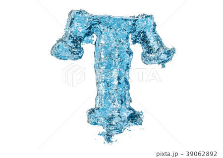 Water letter T, 3D rendering 39062892
