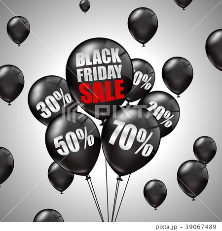 Black Friday Sale with black balloons and discount 39067489