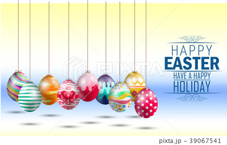 Easter eggs on yellow blue background 39067541