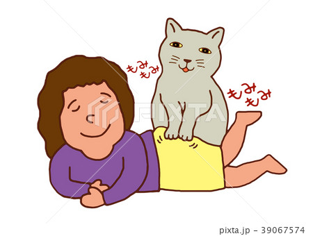 マッサージをする猫のイラスト素材