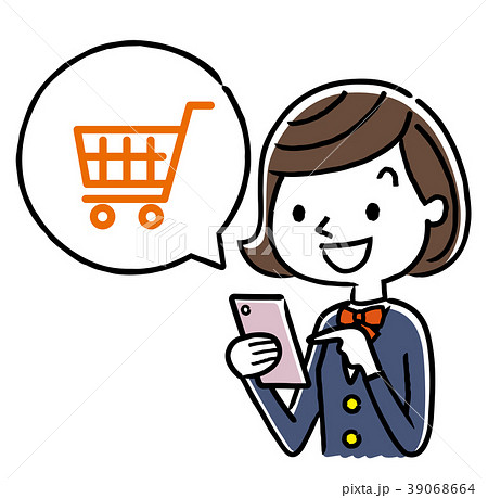女子学生 スマートフォン インターネット ショッピング 買い物のイラスト素材