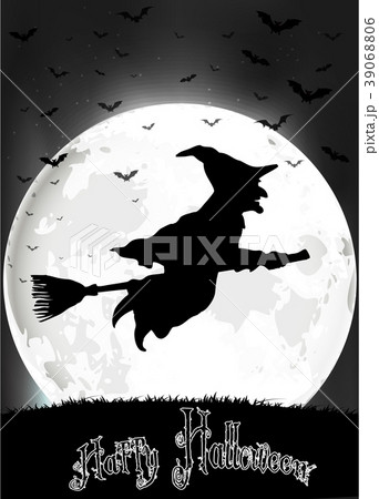 Halloween background of Witch on the full moon 39068806