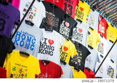 T-shirt in shop at Ladies market 39071379