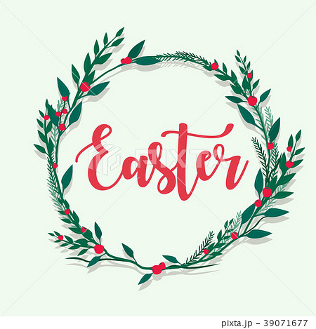 Happy Easter lettering with flower flame 39071677
