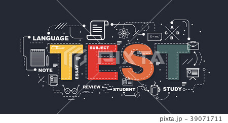 Test word for education with icons flat design 39071711