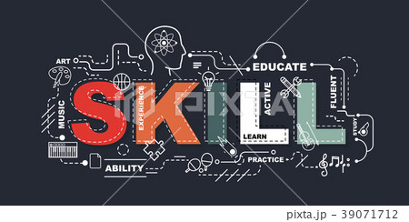 Skill word for education with icons flat design Skill word for education with icons flat design 39071712