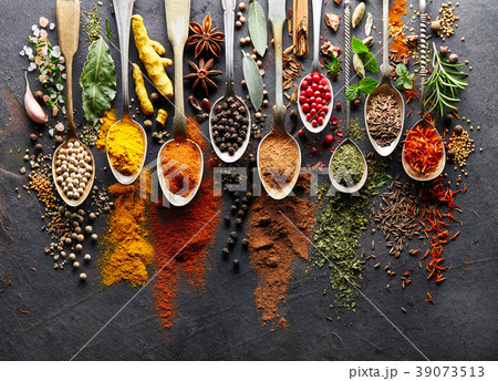 Spices on black board Spices on black board 39073513