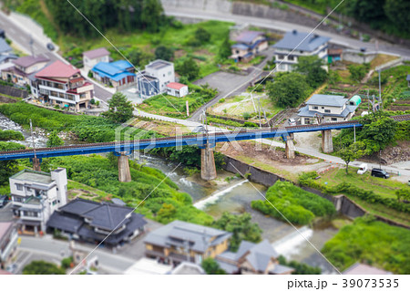 鉄道橋 ジオラマ風 の写真素材