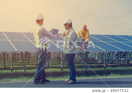 engineer and technician checking efficiency engineer and technician checking efficiency 39077532
