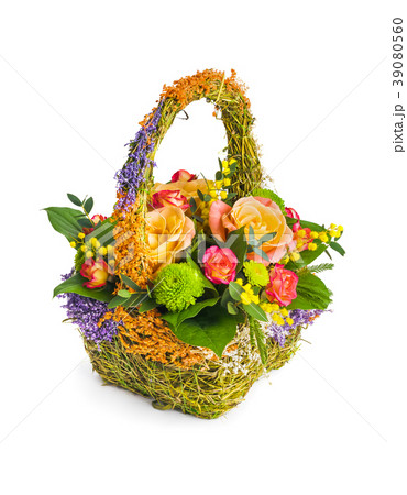 Flowers bouquet in basket 39080560