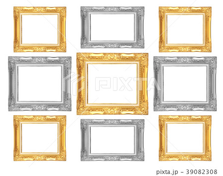 Set of golden and gray vintage frame on white 39082308