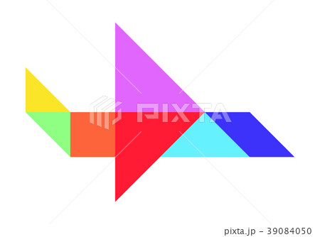 Color tangram puzzle in airplane shape Color tangram puzzle in airplane shape 39084050