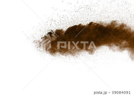 Explosive brown powder on white background 39084091