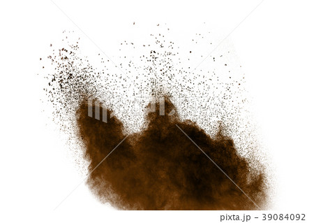 Explosive brown powder on white background 39084092