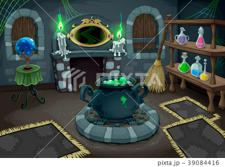 The witch room. Vector cartoon illustration 39084416