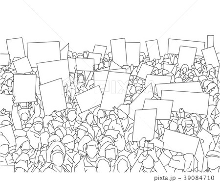 Crowd of people protesting with blank signs Crowd of people protesting with blank signs 39084710