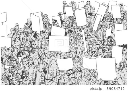 Illustration of young crowd demonstration Illustration of young crowd demonstration 39084712