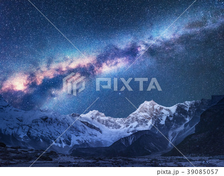 Space. Night landscapw with Milky Way and mountains Space. Night landscapw with Milky Way and mountains 39085057