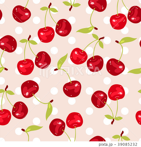 vector seamless pattern with cherry berries 39085232