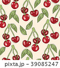 vector seamless pattern with cherry berries 39085247