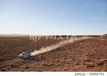 USA, Arizona, Pick up truck going through desert on Route 66 39088781