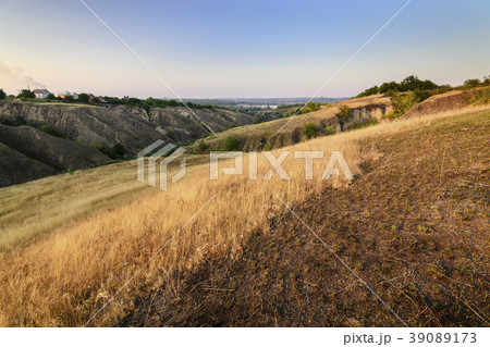 Ukraine, Dnepropetrovsk region, Novomoskovsk district, Landscape with ravine 39089173