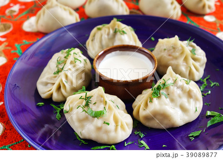 Dumplings, Manti - traditional meat dish of Central Asia, Turkey, Mongolia, Korea.. 39089877