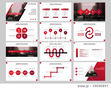 Red Abstract presentation templates Infographic 39090897